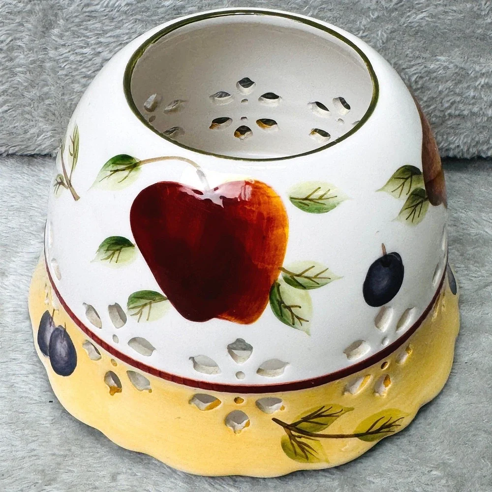 Sonoma Villa Home Interiors Ceramic Candle Jar Topper Shade Fruit‎ Cutout 4in